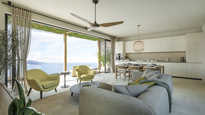 Botanika Apartment open-plan living with sea views