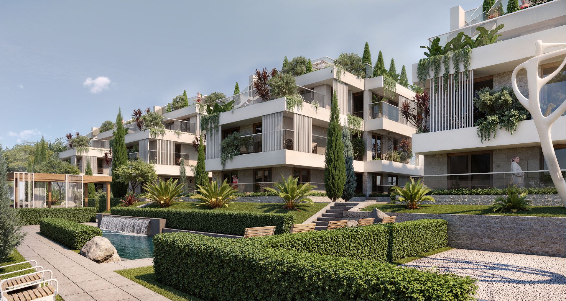 Boka Verde landscaped courtyard gardens near Porto Montenegro