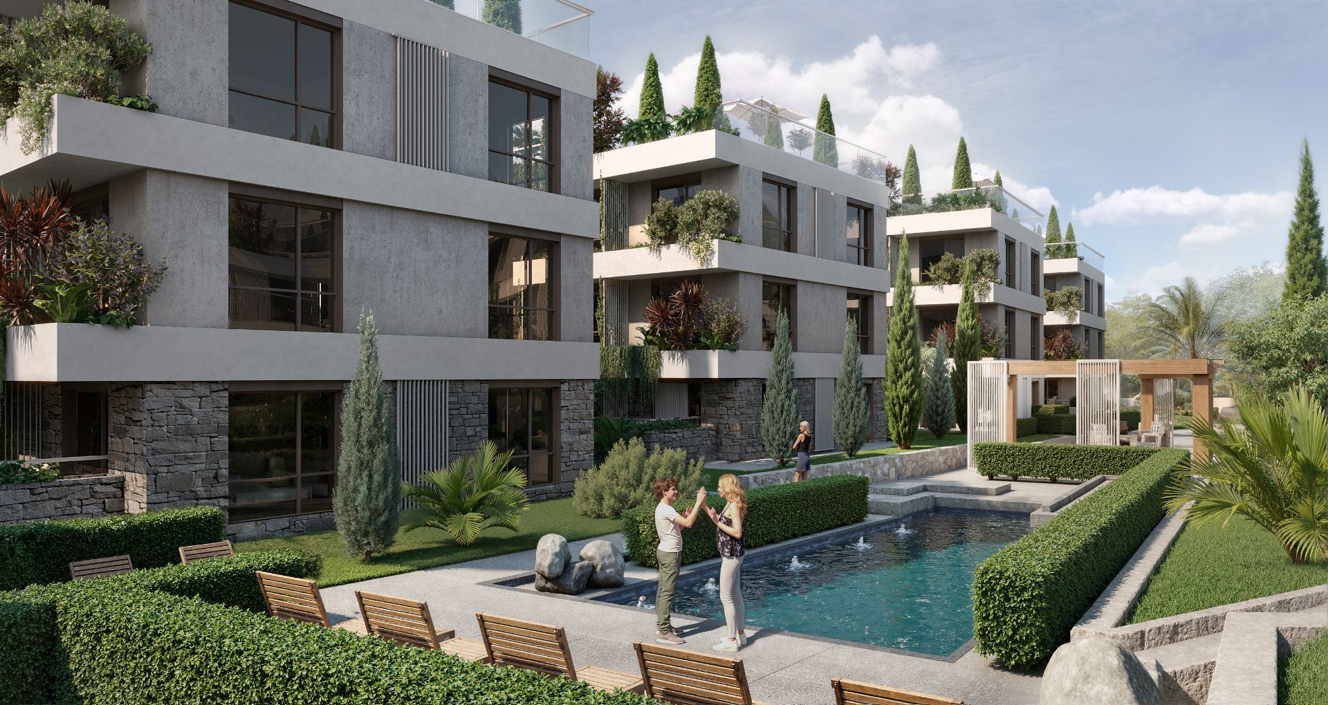 Boka Verde pool and courtyard - off-plan apartments in Župa, Tivat, Montenegro