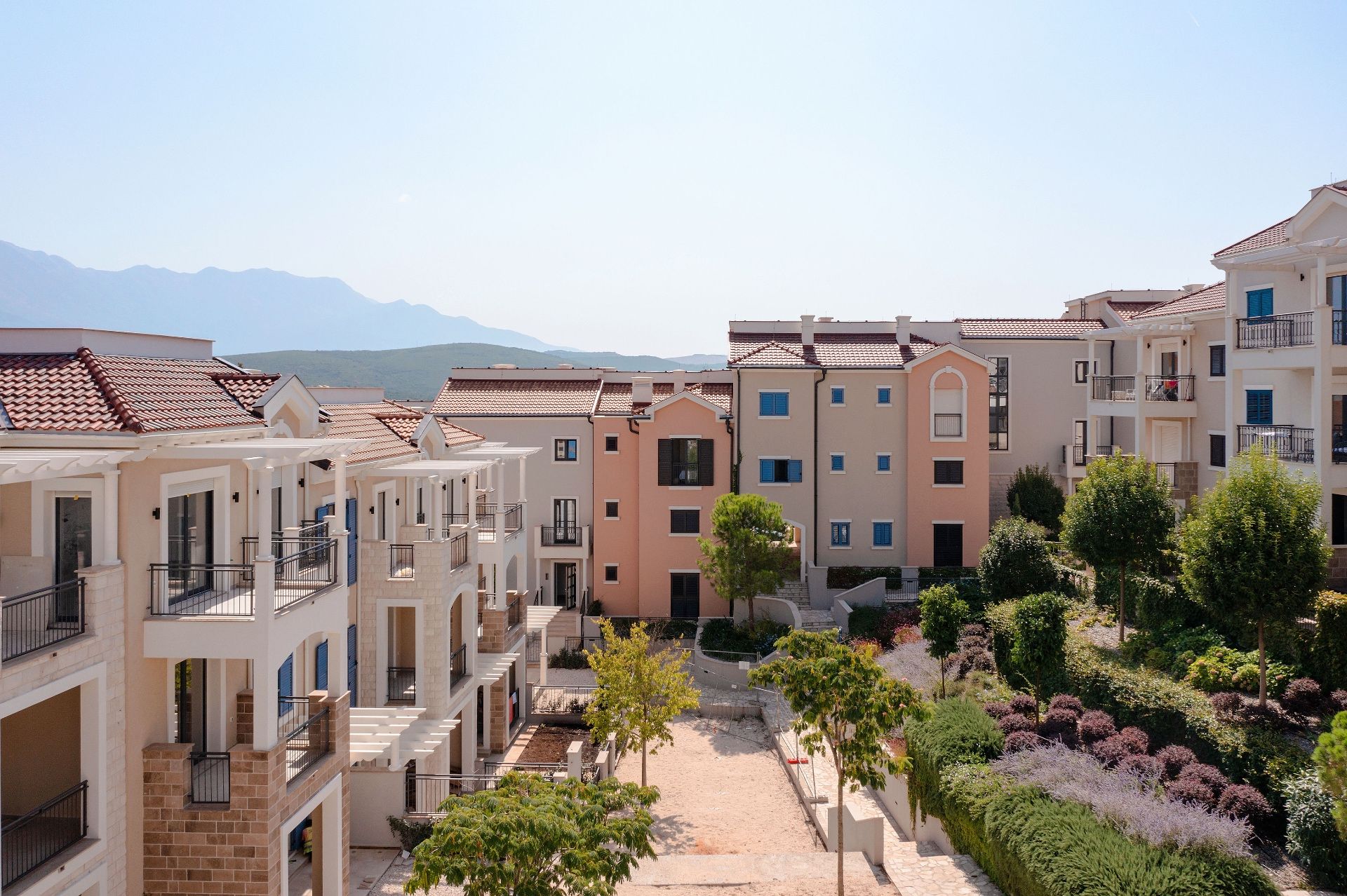 Centrale courtyard and landscaped gardens at Luštica Bay