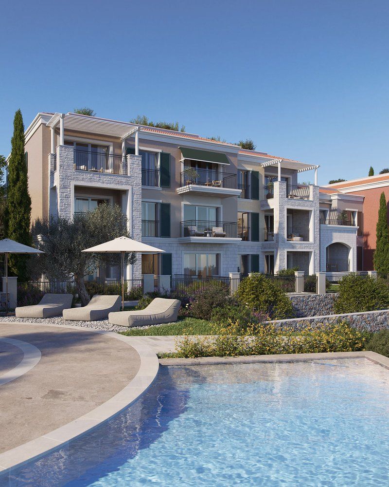 Heights pool and resort terraces at Luštica Bay
