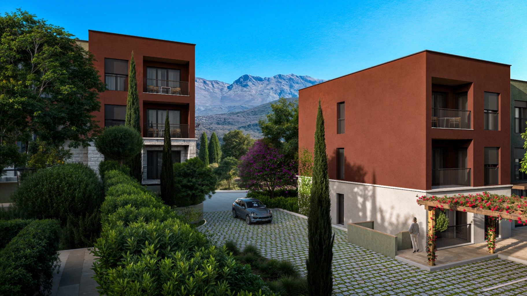 Pelinovo Residences aerial view of the low-density village in Radanovici, Montenegro