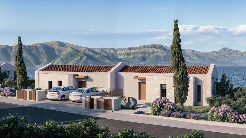 Botanika Townhouse front entrance with sea backdrop