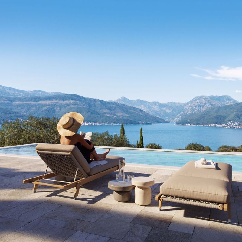 Botanika Villa poolside terrace with sea view