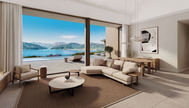 Botanika Villa living room with panoramic bay views